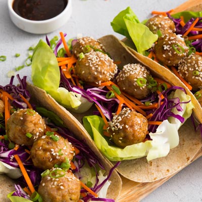 Chicken Teriyaki Meatball Wraps