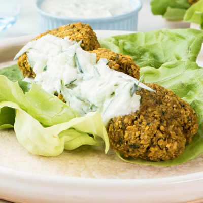 Falafel Wrap with Lemon-cucumber Yogurt Sauce