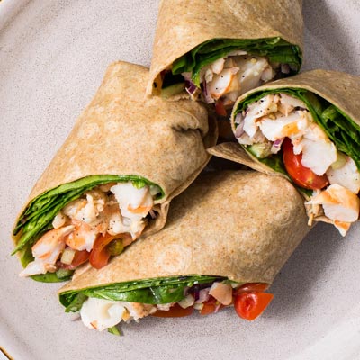 Lemon and Garlic Shrimp Salad Wrap