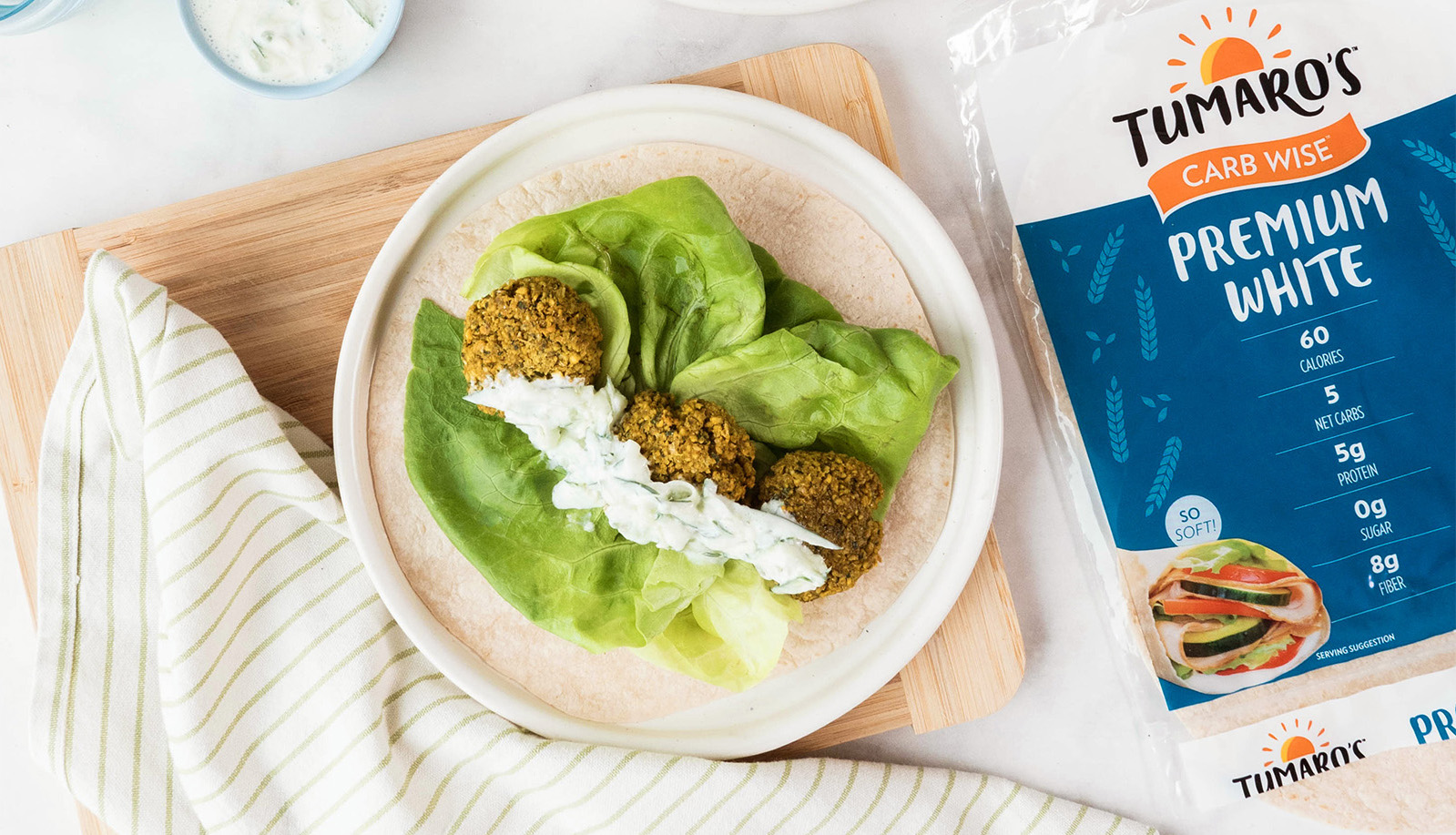 Tumaro's Premium white wrap used in a falafel wrap.